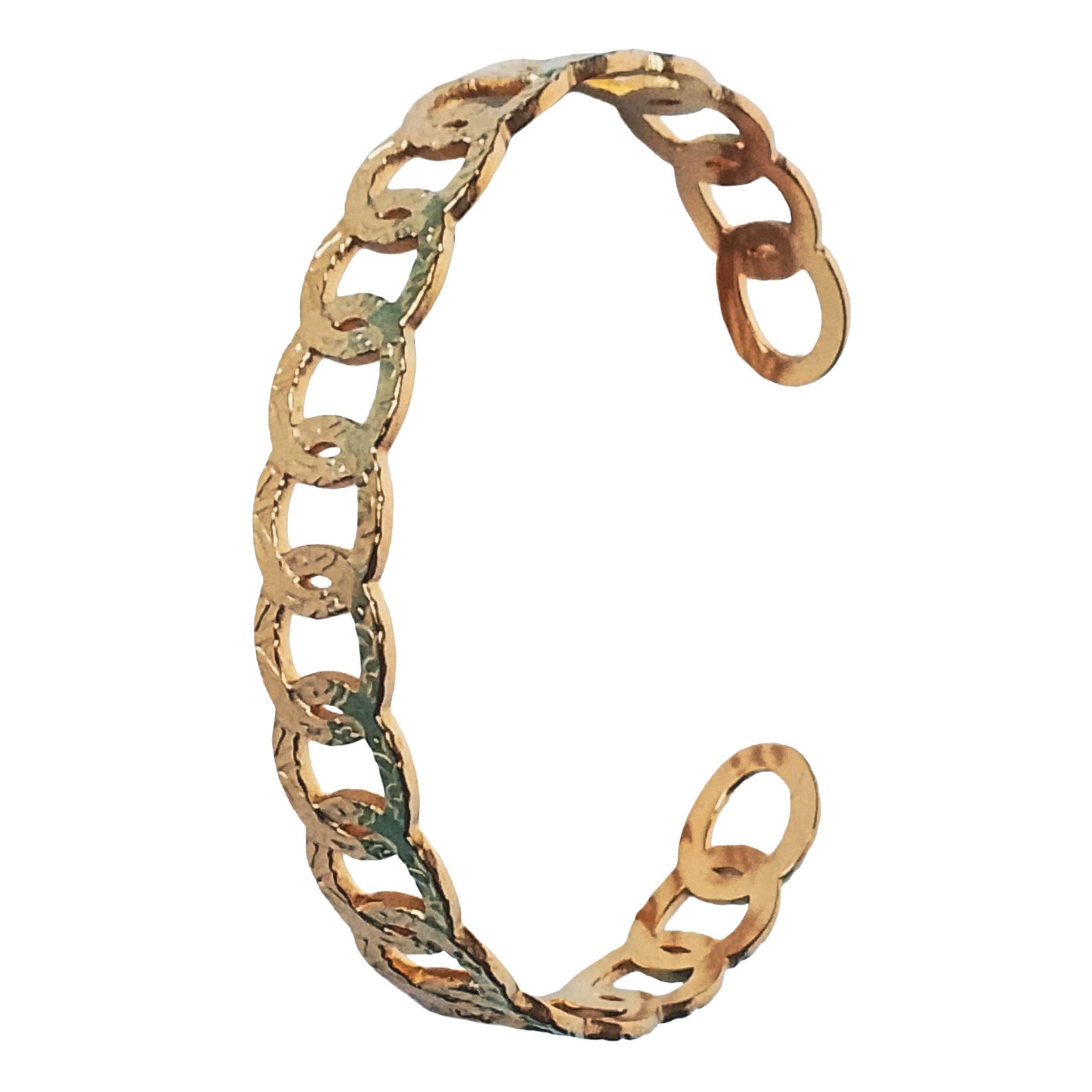 Bracelet Manchette Maillons Dorés – Acier Inoxydable 18K (Réf. BRD-002)