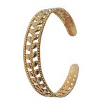 Bracelet Manchette Feuillage Doré – Acier Inoxydable 18K (Réf. BRD-006)