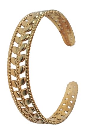 Bracelet Manchette Feuillage Doré – Acier Inoxydable 18K (Réf. BRD-006)