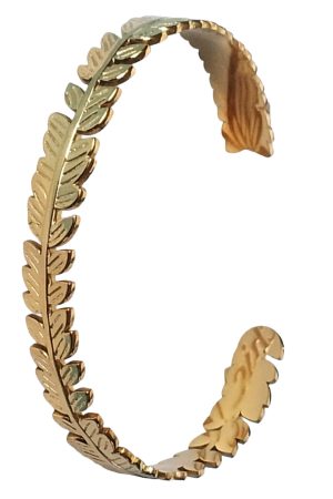 Bracelet Manchette Feuilles Dorées – Acier Inoxydable Plaqué Or 18K (Ajustable)